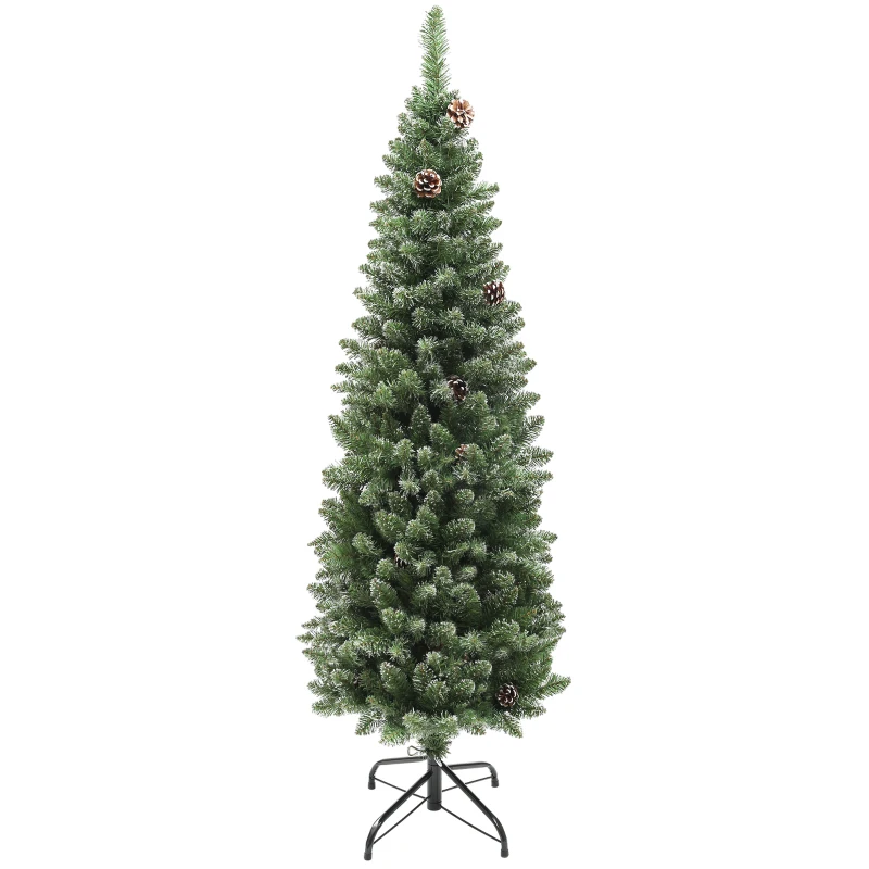 HOMCOM Árbol de Navidad Artificial 150 cm con 395 Ramas 30 Piñas y Soporte de Metal Árbol Navideño para Salón Interior Verde