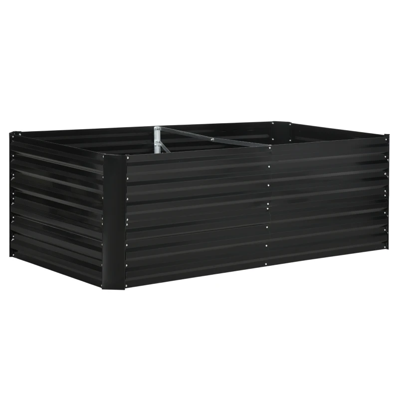 Outsunny Raised Beds for Garden, Galvanised Steel Outdoor Planters with Multi-reinforced Rods, 180 x 90 x 59 cm, Black