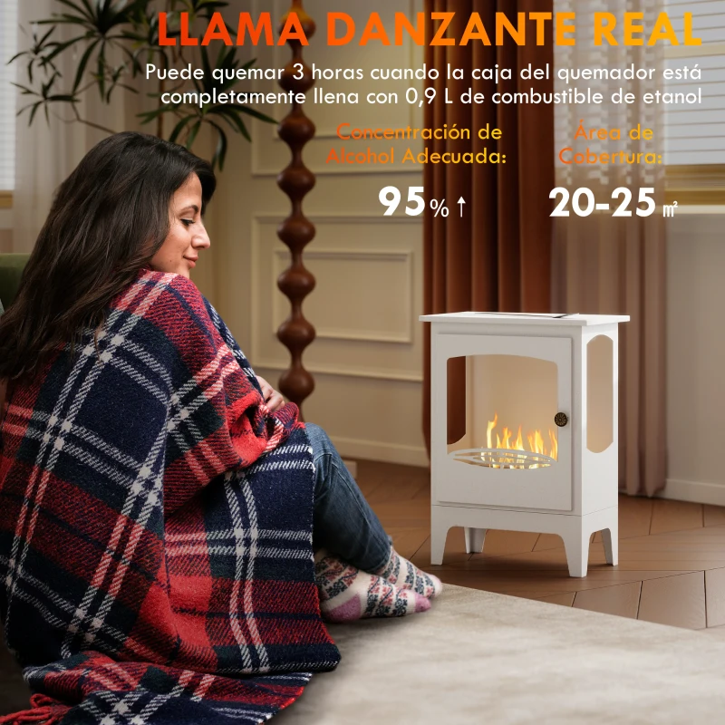 HOMCOM Chimenea de Bioetanol 7000BTU Chimenea de Bioetanol de Acero Tanque de 0,9 L Tiempo de Combustión 3H 39x26x54 cm Negro