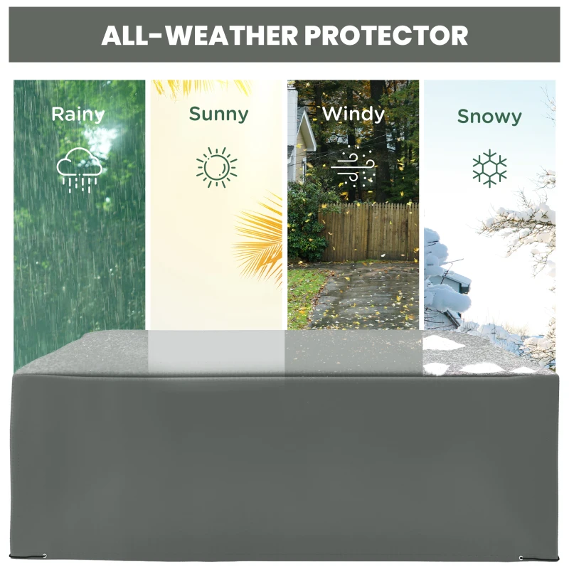 Outsunny 600D Oxford Outdoor Garden Furniture Sofa Set Cover, Waterproof Anti-UV Rattan Sun Lounger Protection Protector Cover, 275L x 205W x 90Hcm, Grey