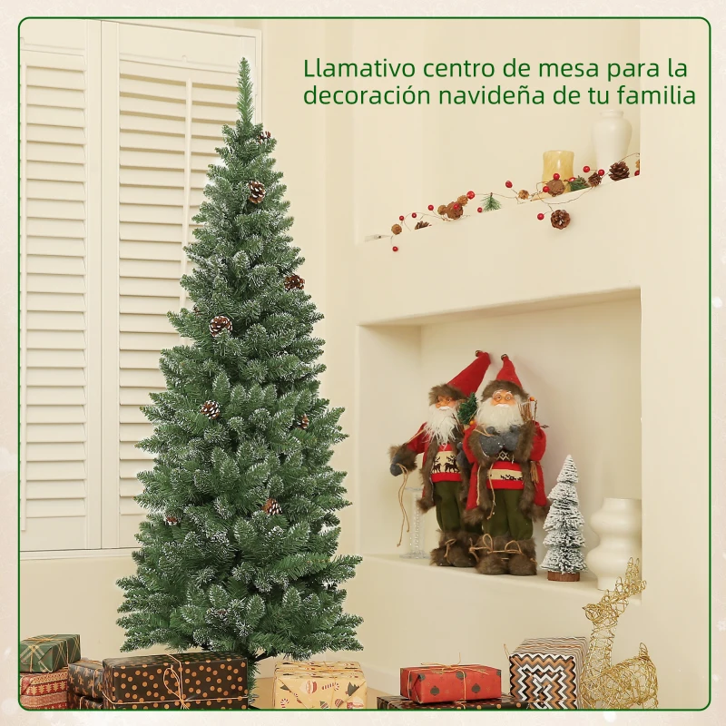 HOMCOM Árbol de Navidad Artificial 150 cm con 395 Ramas 30 Piñas y Soporte de Metal Árbol Navideño para Salón Interior Verde