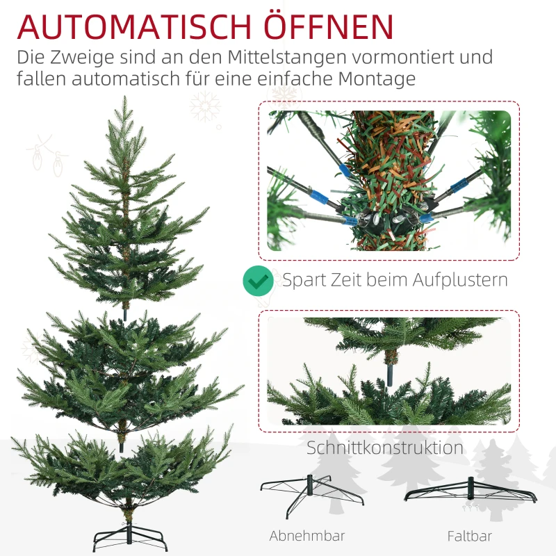 HOMCOM Künstlicher Weihnachtsbaum 180 cm Kieferbaum künstlich mit 795 Spitzen, klappbar Füße Stahlrahmen