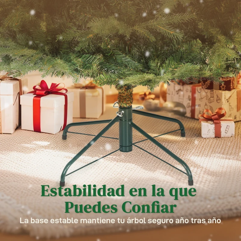 HOMCOM Árbol de Navidad Artificial 150 cm con 1186 Ramas y Soporte Metálico Plegable Fácil Montaje para Salón Interior Verde