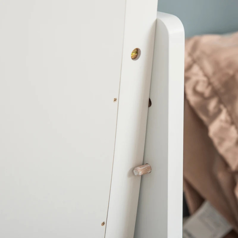 HOMCOM Espelho de Pé Oval Estilo Shabby Chic Inclinação Ajustável 48x46x147 cm Mdf Branco