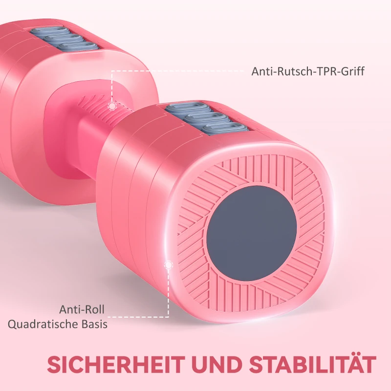 SPORTNOW Hantelset, verstellbares Gewicht, quadratische Form, vielseitig, Metallkern, Rot