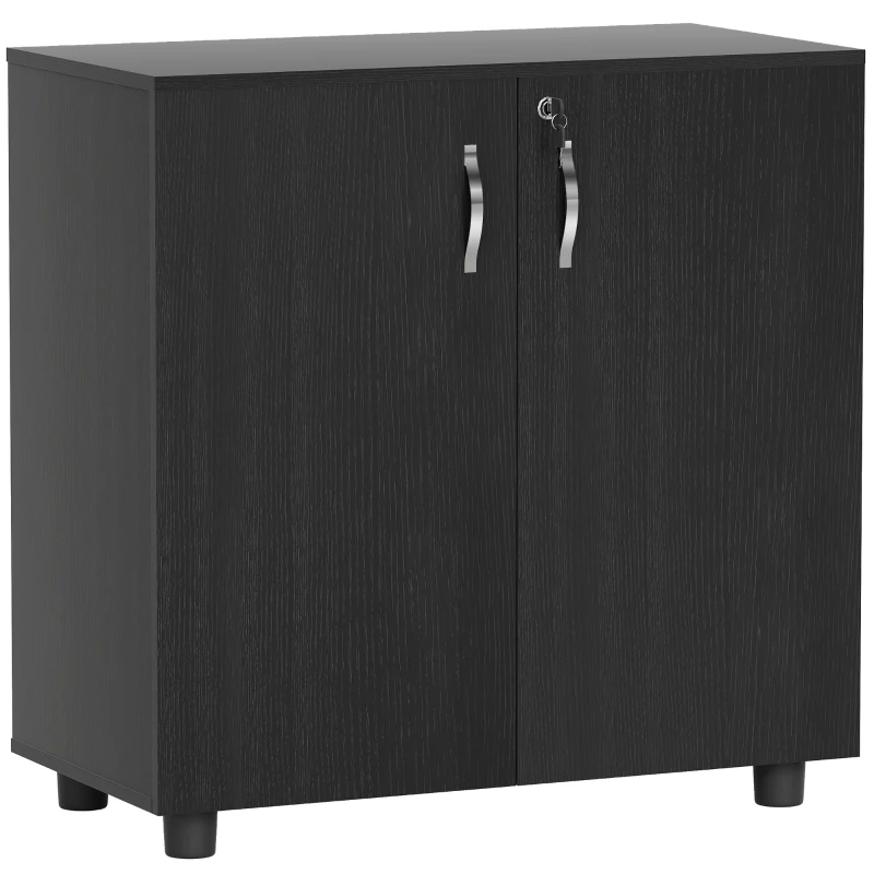 Vinsetto Two-Tier Locking Office Storage Cabinet - Black