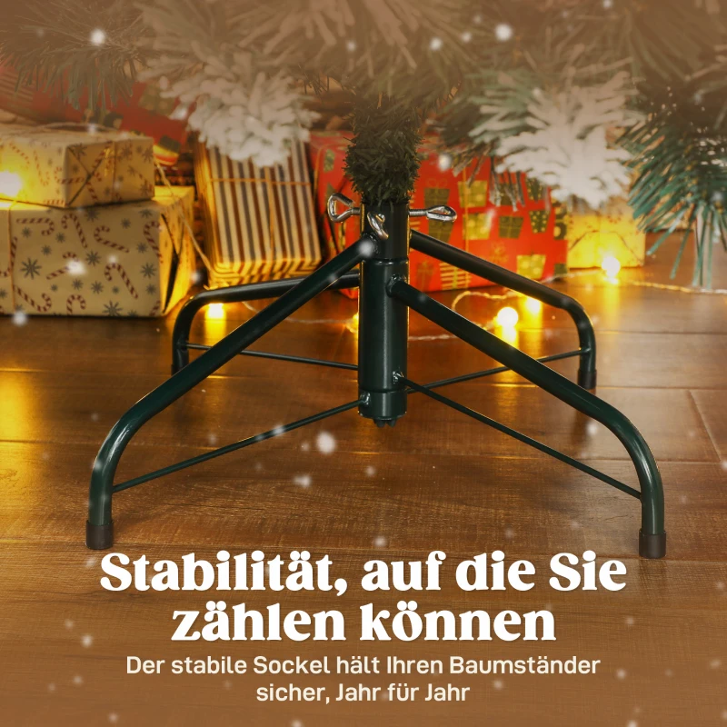 HOMCOM Künstlicher Weihnachtsbaum 180 cm künstlich Tannenbaum mit Schnee, 1000 Spitzen 34 Tannenzapfen Breite Basis
