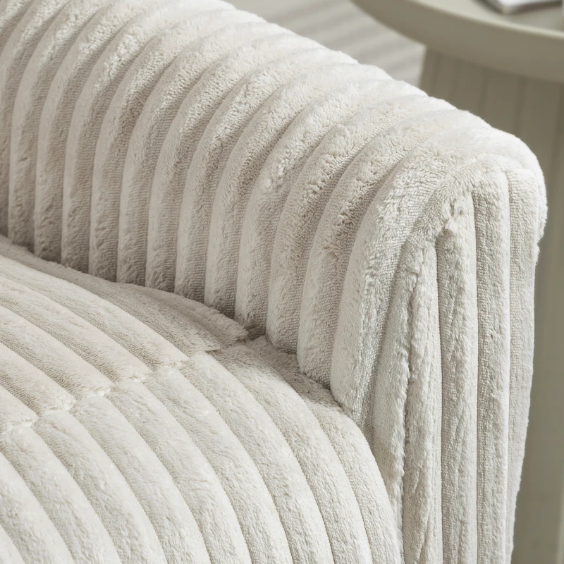 HOMCOM Sillón Relax Reclinable Manual Tapizado en Pana Instalación Rápida Reposapiés Acolchado Grueso Crema