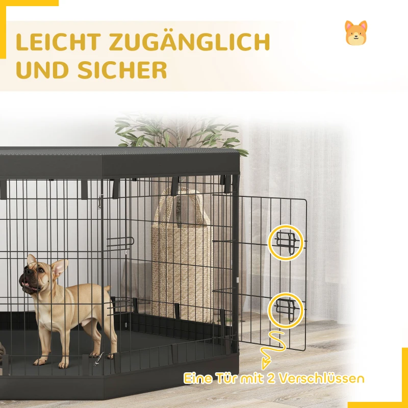 PawHut Welpenauslauf, 76 cm hoch/ca. 2,5 m², 8 Paneele, Bodenplane, Kombi-Dachplane