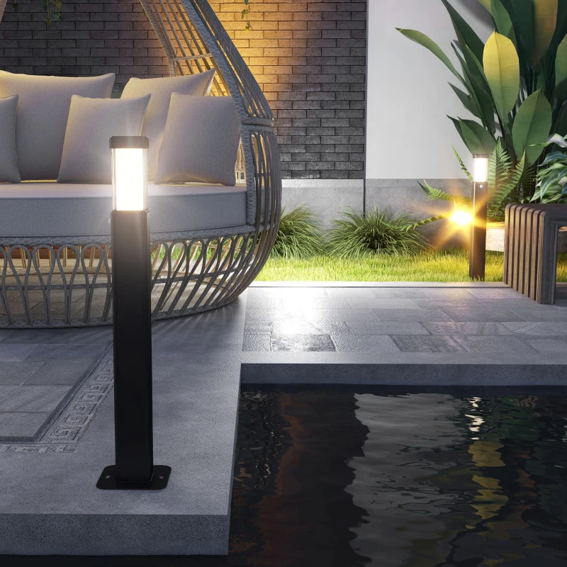 Outsunny Lot de 2 lampes d'extérieur, bornes lumineuse LED, Etanche IP65, Lanterne pour les chemins et les allées - noir