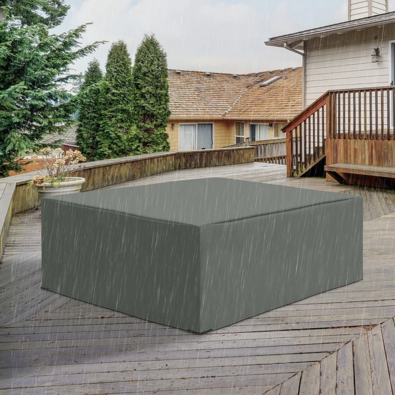 Outsunny 600D Oxford Patio Garden Furniture Dining Table Chair Set Cover - Waterproof and Anti-UV Water Protector, 275L x 205W x 90H cm, Grey