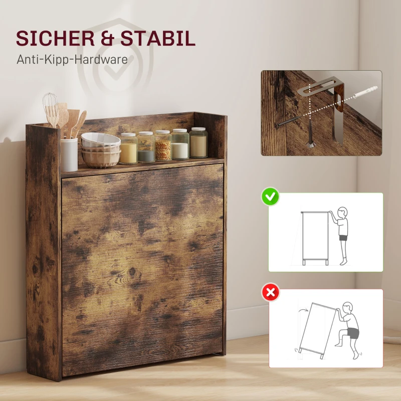 HOMCOM Esstisch Klappbar mit Regal, Industrie-Design, Platzsparend, Für Kleine Räume, 80x90x93cm, Rustikal-Braun
