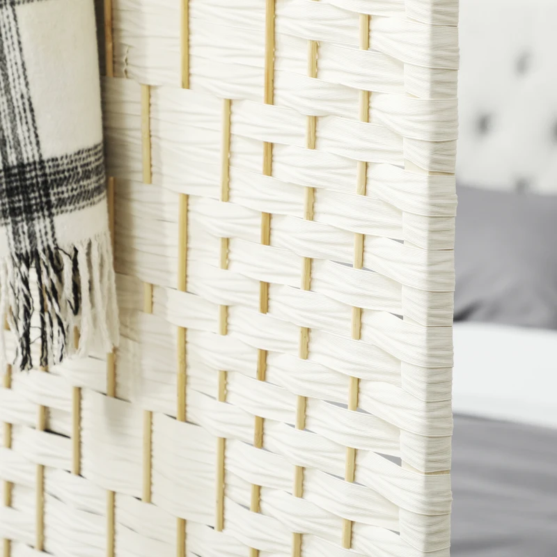 HOMCOM Biombo Interior em Madeira 3 Painéis Divisória de Ambiente Dobrável para Sala Quarto 135x180 cm Branco