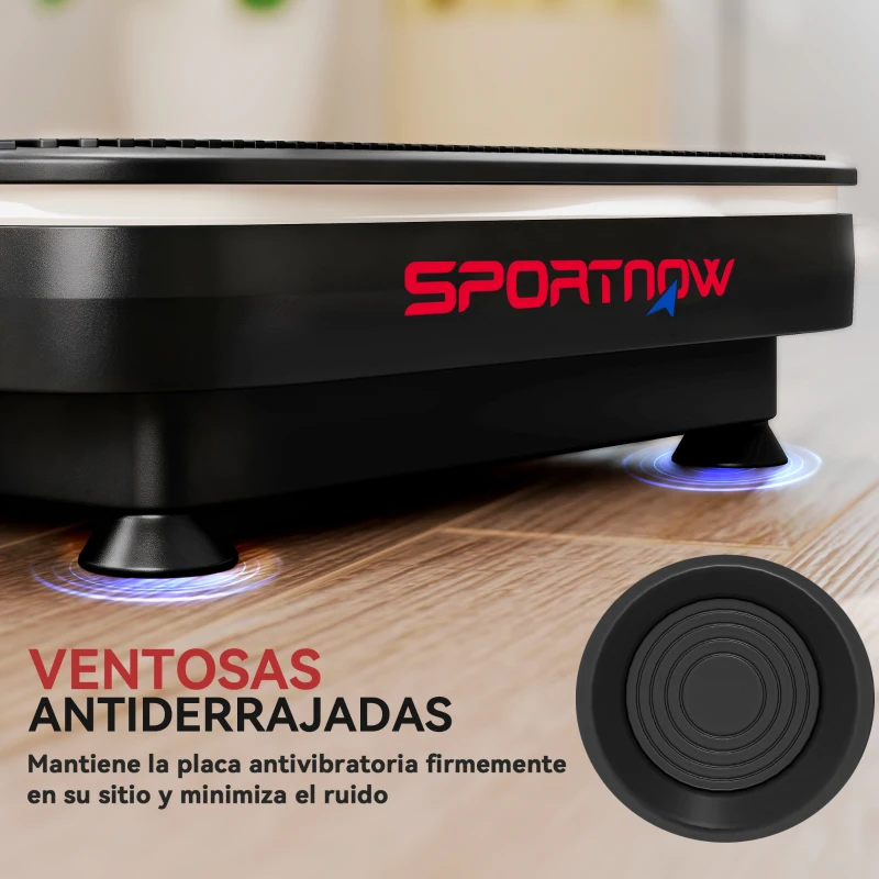 SPORTNOW Plataforma Vibratoria con 99 Velocidades 3 Programas Altavoz Bluetooth Pantalla LED Mando a Distancia Bandas Elásticas