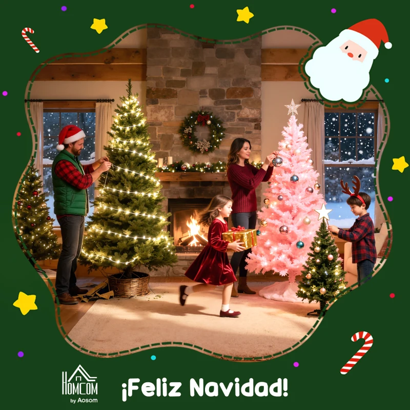 HOMCOM Árbol de Navidad Artificial 150 cm con 492 Ramas y Soporte Metálico Plegable Fácil Montaje para Salón Interior Verde