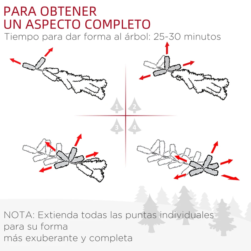 HOMCOM Árbol de Navidad Artificial Estrecho 210 cm con 510 Ramas, Base Plegable y Soporte Metálico Fácil Montaje Verde