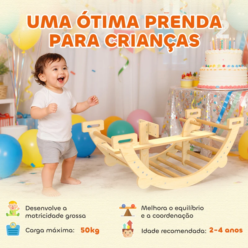 AIYAPLAY Arco de Escalada de Madeira e Baloiço Montessori Brinquedo Educativo Interior para Crianças 110x52 cm Madeira