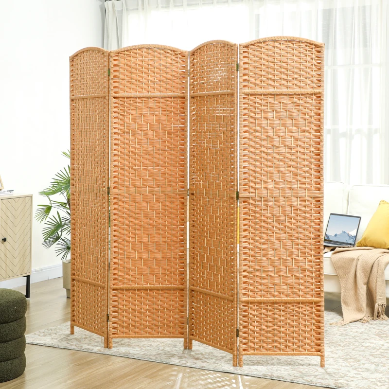 HOMCOM Paravent intérieur en bois 4 panneaux séparateur de pièce pliable pour salon chambre 180 x 180 cm brun clair