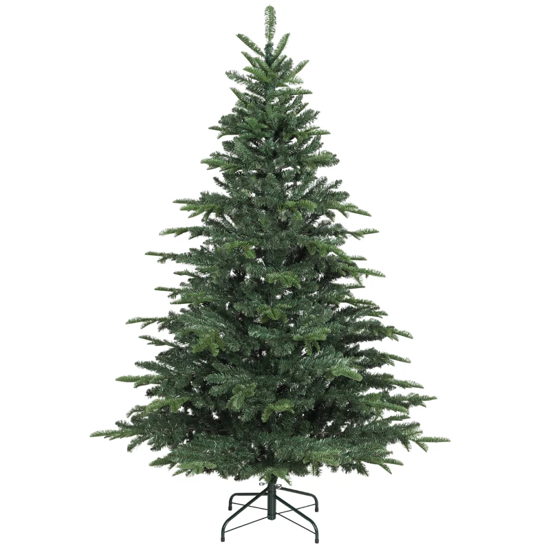 HOMCOM Künstlicher Weihnachtsbaum mit realistischen Zweigen, Kunst-Tannenbaum mit faltbarem Ständer, flammenhemmend, Kunststoff, Metall, Grün