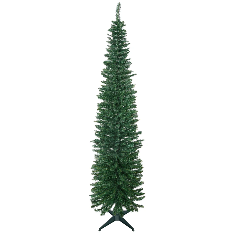 HOMCOM Weihnachtsbaum künstliche Künstliche Tanne Christbaum, inkl Ständer Weihnachtsstern 2,1 m, Grün