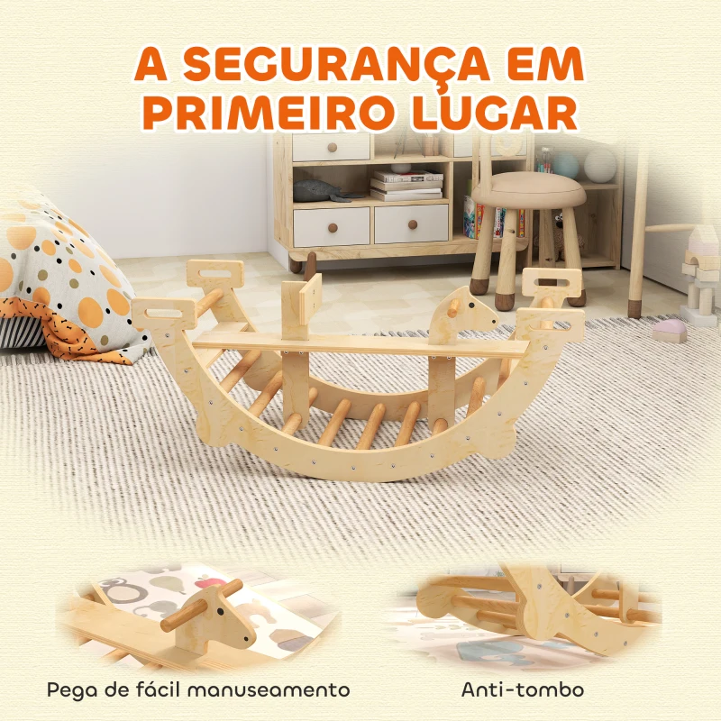 AIYAPLAY Arco de Escalada de Madeira e Baloiço Montessori Brinquedo Educativo Interior para Crianças 110x52 cm Madeira