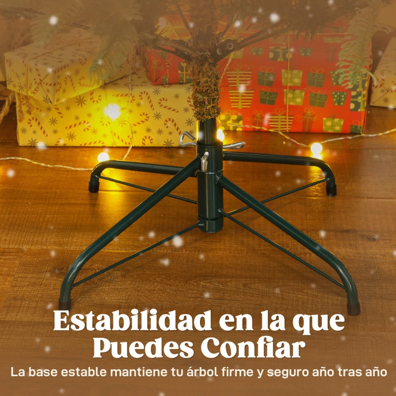 HOMCOM Árbol de Navidad Artificial 180 cm con 772 Ramas y Soporte Metálico Plegable Fácil Montaje para Salón Interior Verde