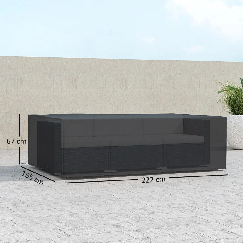 Outsunny Housse salon de jardin bâche housse table de jardin tissu Oxford étanche anti-UV, 222 x 155 x 67 cm, noir
