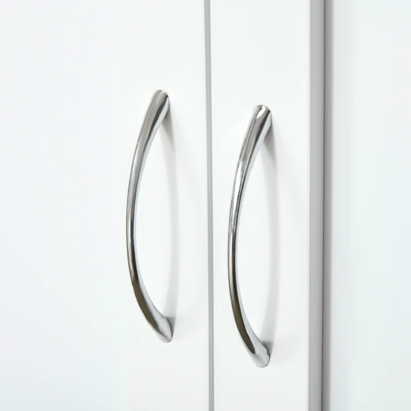 HOMCOM Carrinho de Cozinha Multi-Armazenamento 73x50x91 cm Puxadores em Metal Mdf Branco Tampo em Madeira de Bambu Envernizada