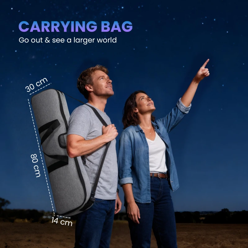 Outsunny Astronomy Telescope for Adults and Beginners with 80 mm Aperture, Carry Bag, White