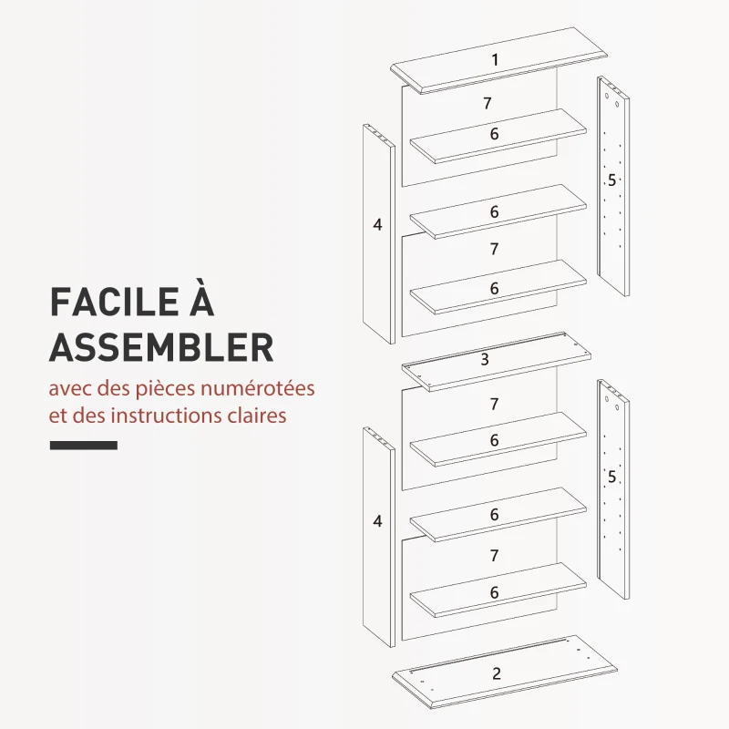 HOMCOM Rangements pour CD et DVD avec 8 compartiments et 6 étagères réglables, capacité max. 360 CD/185 DVD et Blu-ray, gris