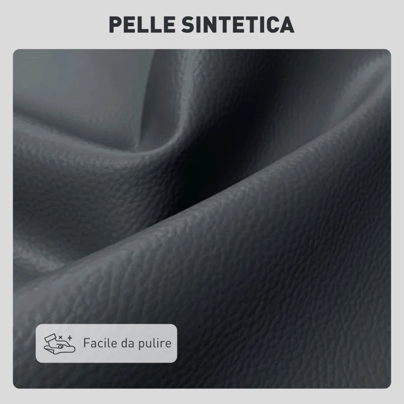 HOMCOM Divano 2 Posti in Finta Pelle Senza Braccioli e Trapuntato a Bottoni, 115x73x83 cm, Nero