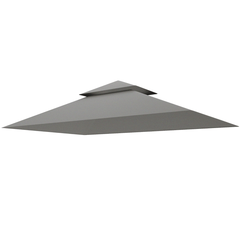Outsunny Copertura per Gazebo da Giardino per Barbecue 1.52x2.44 m a 2 Livelli in Poliestere Grigio Chiaro