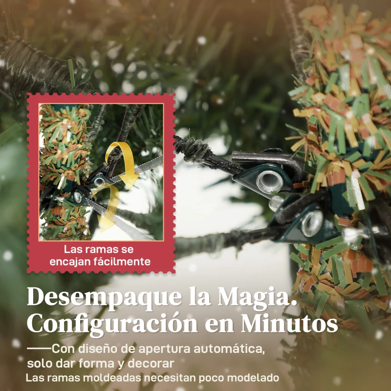 HOMCOM Árbol de Navidad Artificial 150 cm con 1186 Ramas y Soporte Metálico Plegable Fácil Montaje para Salón Interior Verde