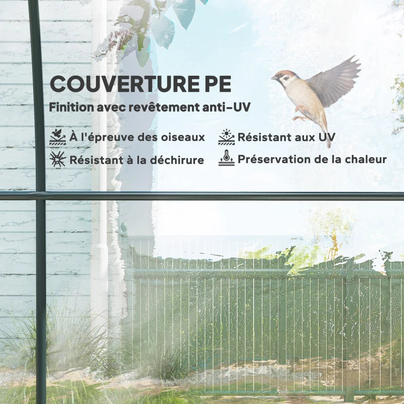 Outsunny Serre de Jardin Tunnel 6 m² 3L x 2l x 2H m châssis Tubulaire renforcé Porte zippée 2 fenêtres enroulables - transparent