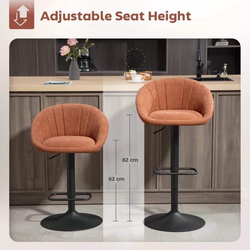 HOMCOM Set of Two Relaxed Tub Bar Stools - Orange
