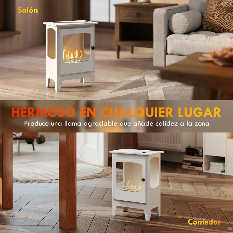 HOMCOM Chimenea de Bioetanol 7000BTU Chimenea de Bioetanol de Acero Tanque de 0,9 L Tiempo de Combustión 3H 39x26x54 cm Negro