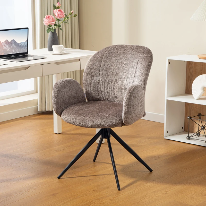 HOMCOM Chaise bureau ergonomique, fauteuil de bureau avec siège pivotant à retour automatique, 60 x 66 x 86,5 cm, brun clair