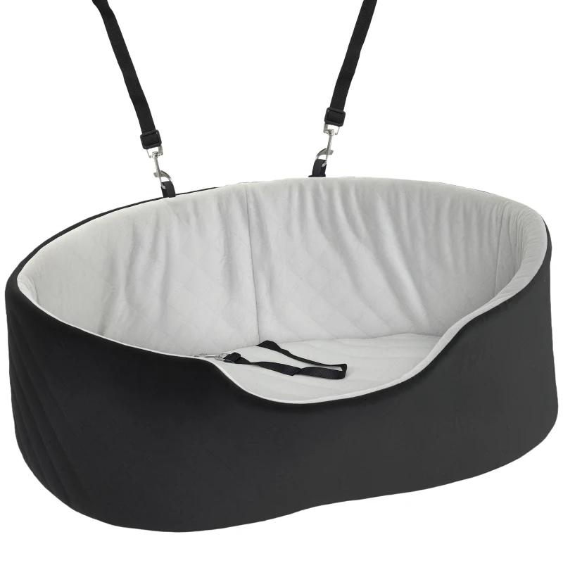PawHut Siège auto pour chien avec ceinture de sécurité et fixation siège de voiture pour chien rembourré 77 x 43 x 28 cm noir