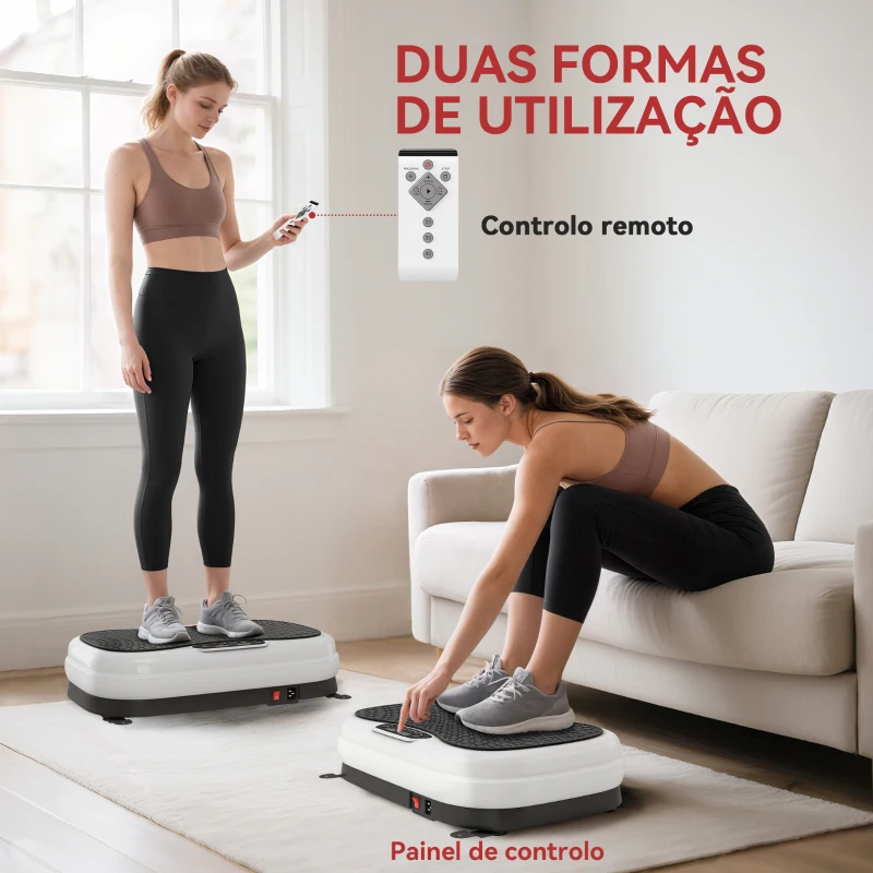 SPORTNOW Plataforma Vibratória 50 Velocidades 3 Programas com Ecrã LED com Controlo Remoto Bandas Elásticas 52x34x14 cm Preto e Branco