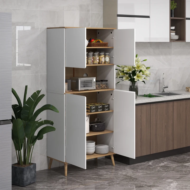 HOMCOM Buffet de cuisine armoire de rangement 2 placards avec porte étagères réglables niche centrale 2 passe-câbles blanc(m-10)