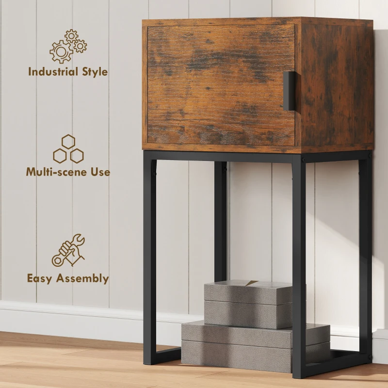 HOMCOM Smalle consoletafel, kast, industrieel ontwerp, woonkamer hal, 40x30x76cm, Rustiek-Bruin