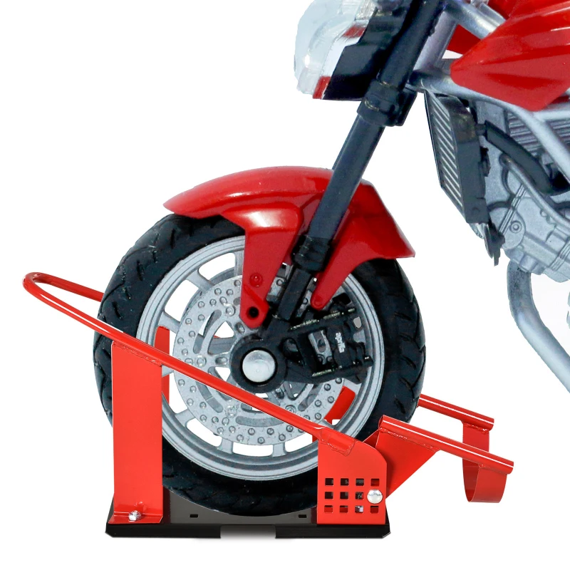 HOMCOM Rail de support universel pour moto support roue moto support béquille moto  bloque roue 8-15,5 cm trous pré-percés