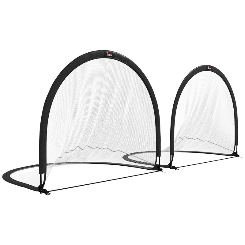 HOMCOM Lot de 2 cages de football système Pop Up avec sac de transport et piquets de fixation