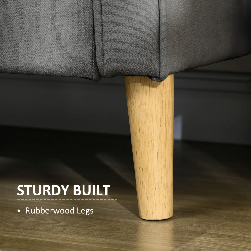 Homcom Canapea 3 Locuri – tesatura Gri cu Compartiment Depozitare(m-5)