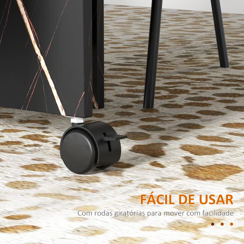 HOMCOM Mesa de Sala de Jantar Dobrável com Rodas Mesa Multifuncional para Sala de Jantar 120x80x73 cm Preto