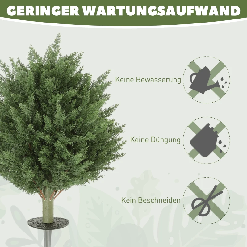 HOMCOM 2er-Set Künstliche Pflanzen, UV-beständige Kunstpflanze Zypresse mit 387 Blättern und Erdspieß, Ø40 x 60H cm, Grün