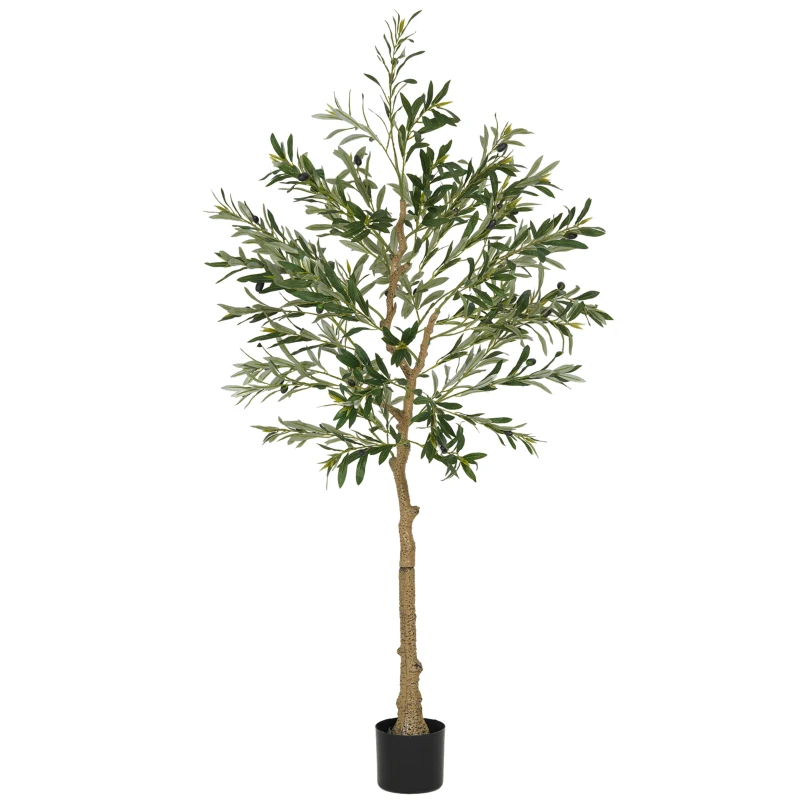 HOMCOM Olivier artificiel 150 cm plante artificielle intérieur, fausse plante décoration pour maison, bureau, salon, chambre