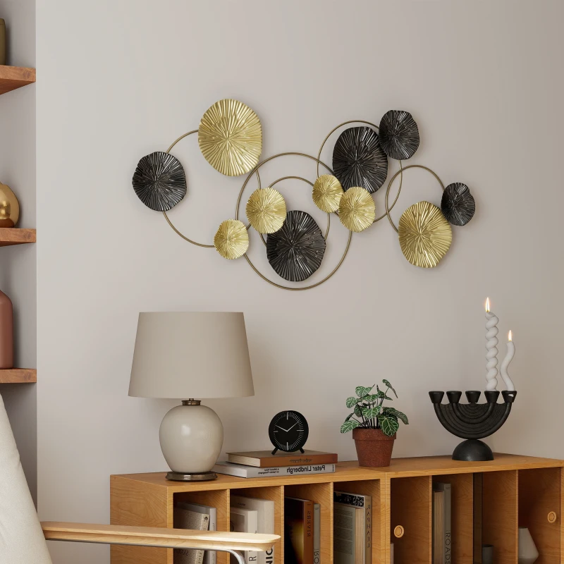 HOMCOM Metal Wall Art, Modern Hanging Wall Decor with Multi-Disc Design for Living Room