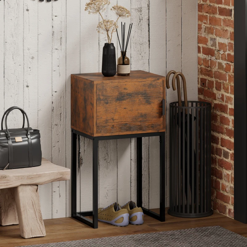 HOMCOM Smalle consoletafel, kast, industrieel ontwerp, woonkamer hal, 40x30x76cm, Rustiek-Bruin