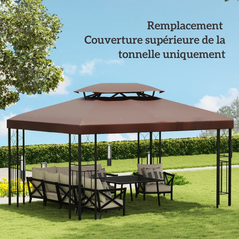Outsunny Toit de Rechange pour Tonnelle Marron  3 x 4 m